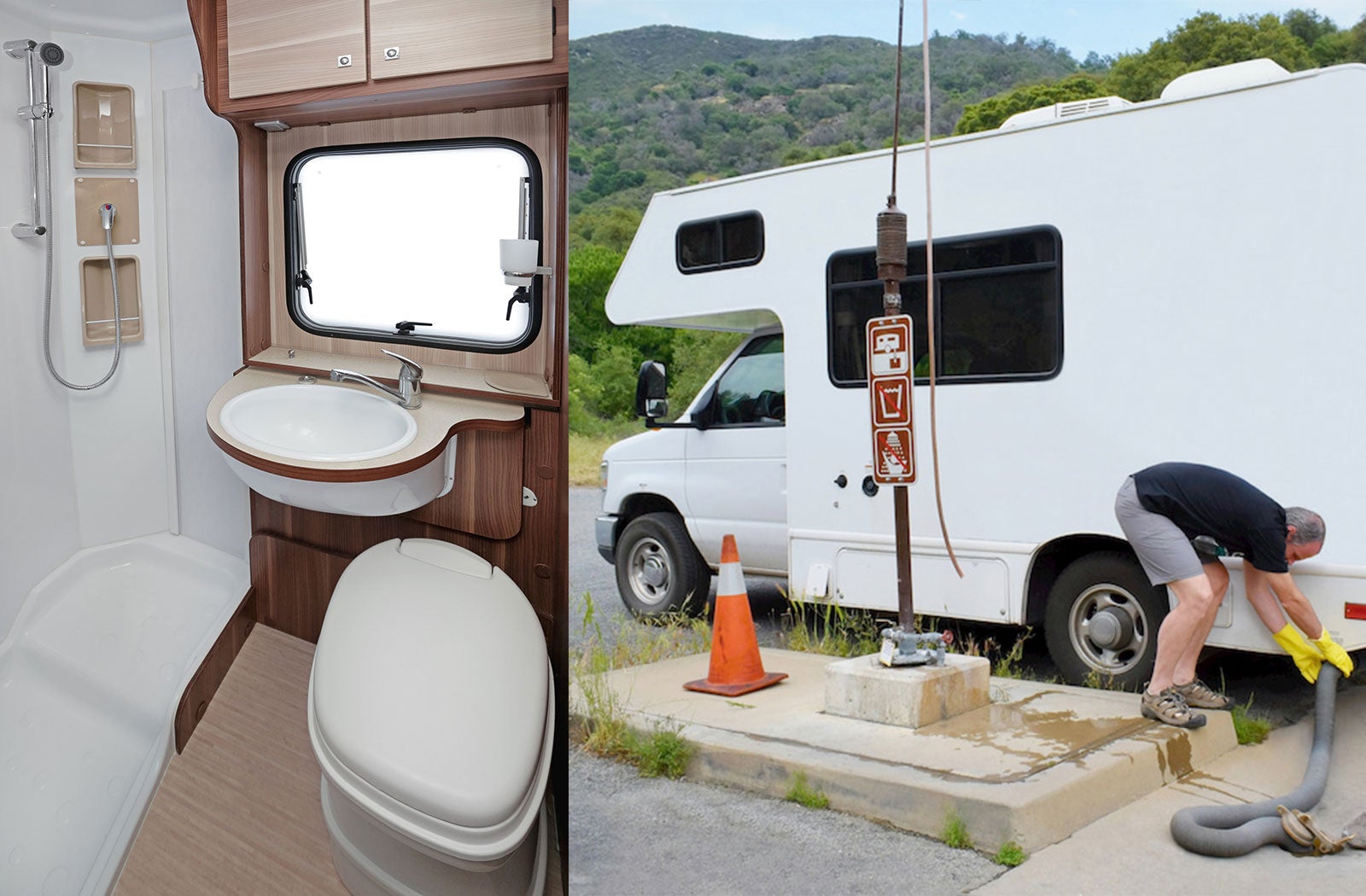 Portable RV/camper toilet and holding tank setup in Rapid City, South Dakota