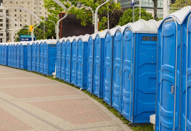 Seasonal porta potty units set up at a Rapid City, South Dakota venue